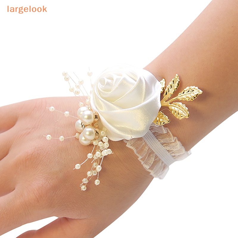 [Lớnlook] Vòng Tay Hoa Vải Sa Hoa Hồng Cho Phù Dâu Đám Cưới