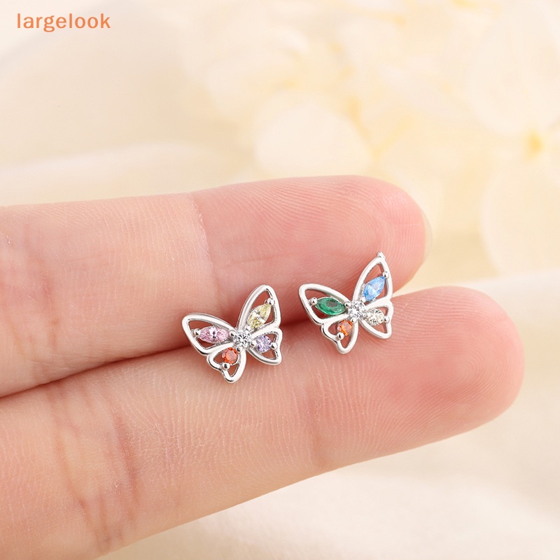Bông Tai Hình Cánh Bướm Bằng Bạc Zircon Nhiều Màu Thời Trang Cho Nữ