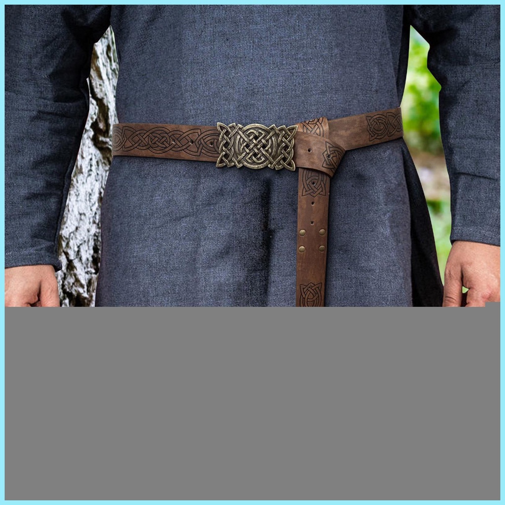 Thắt Lưng Giả Da Khóa Kim Loại Dập Nổi Họa Tiết Viking Thời Phục Hưng