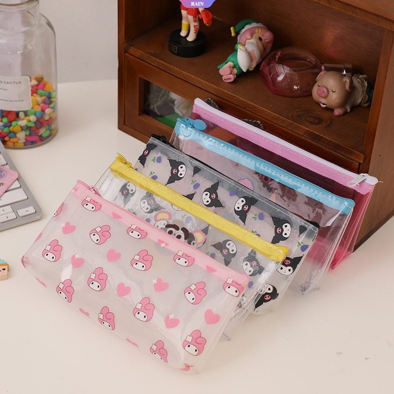 SANRIO Túi Đựng Bút Bằng PVC Trong Suốt Hình My Melody Kuromi Cinnamoroll Lotso Có Khóa Kéo Cho Học Sinh