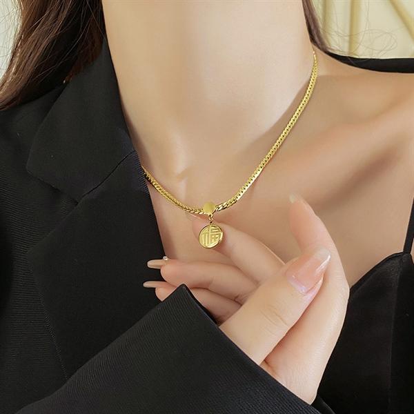 Dây Chuyền Titan Dây Xích Mặt Tròn Titan Ko Đen TT4681