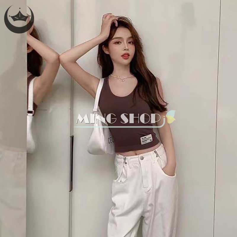 Áo Hai Dây Cổ Chữ U Có Mút Đệm Ngực Thời Trang Mùa Hè Quyến Rũ Cho Nữ