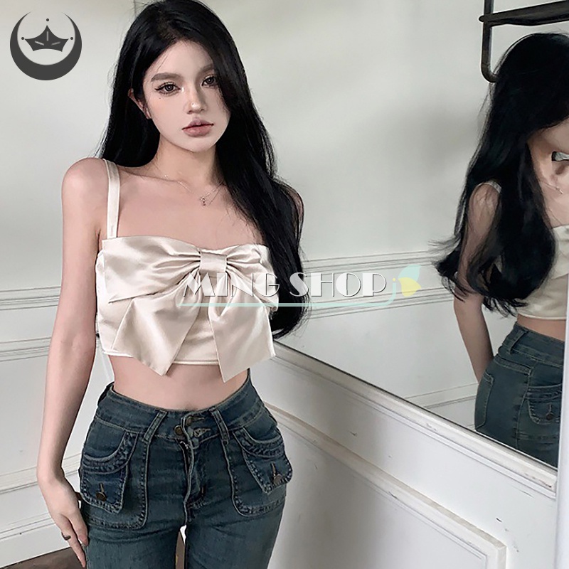 Áo Hai Dây Mùa Hè Màu Sắc Trơn Hở Lưng Gợi Cảm Cho Nữ