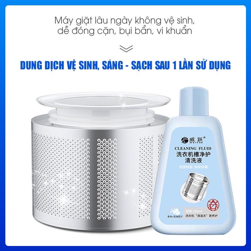 Nước tẩy lồng máy giặt CLEANING dùng cho máy giặt cửa trên và cửa dưới