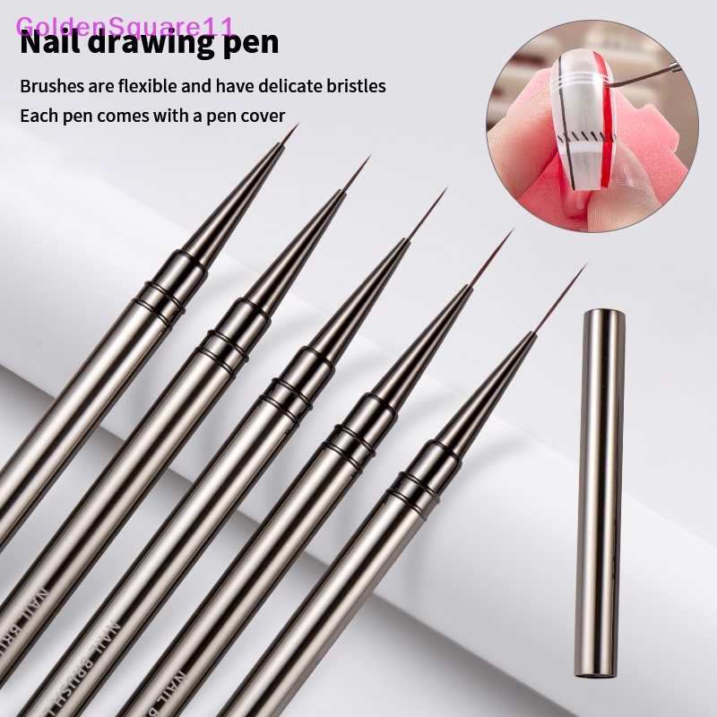 1 Cọ Sơn Móng Tay Gel UV Cán Kim Loại Họa Tiết Hoa Văn Kẻ Sọc