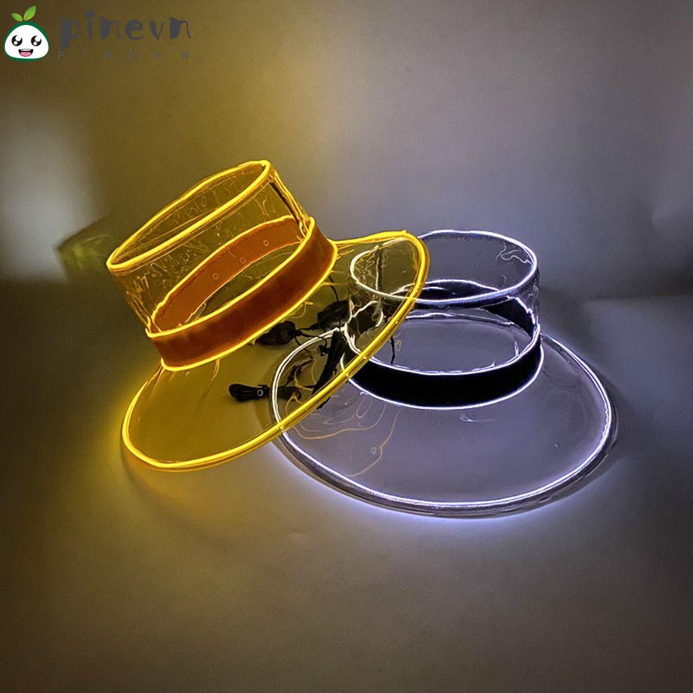 PINEVN Nón Tai Bèo Rộng Vành Bằng PVC Trong Suốt Màu Dạ Quang Thời Trang Mùa Hè Xinh Xắn
