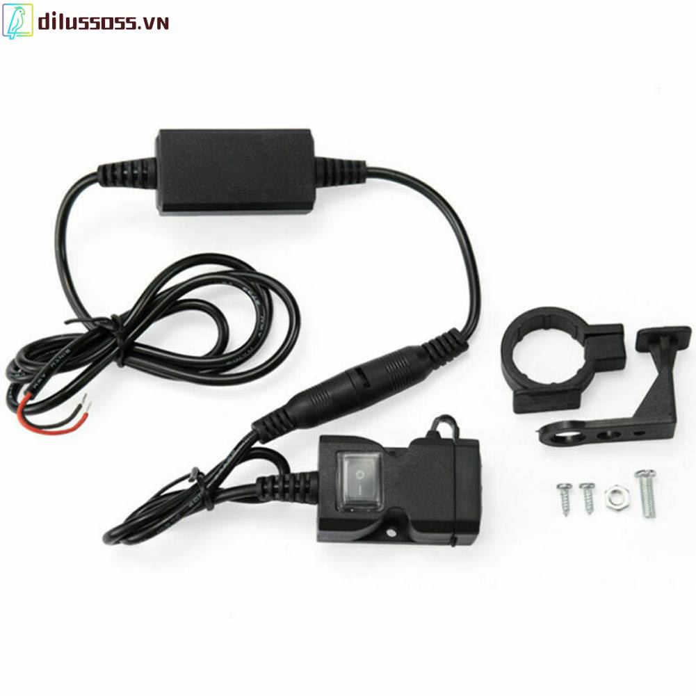 Bộ Chuyển Đổi Nguồn Điện USB Kép Chống Nước 12V-24V Cho Xe Máy