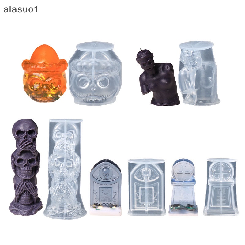 Khuôn Silicon Làm Đá / Xà Phòng Hình Đầu Lâu / Bí Ngô Phong Cách Halloween