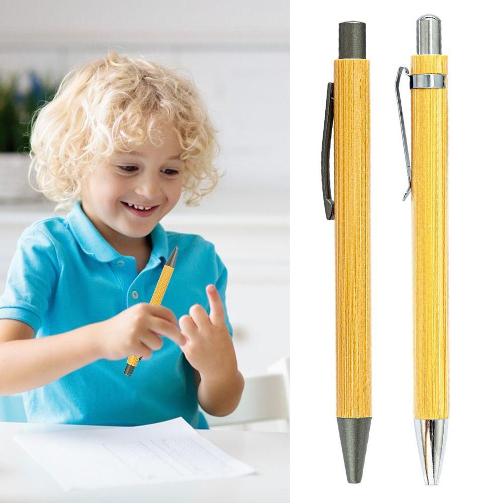 JANE Set 10 Bút Bi Bằng Tre Mực Đen Kiểu Dáng Sáng Tạo