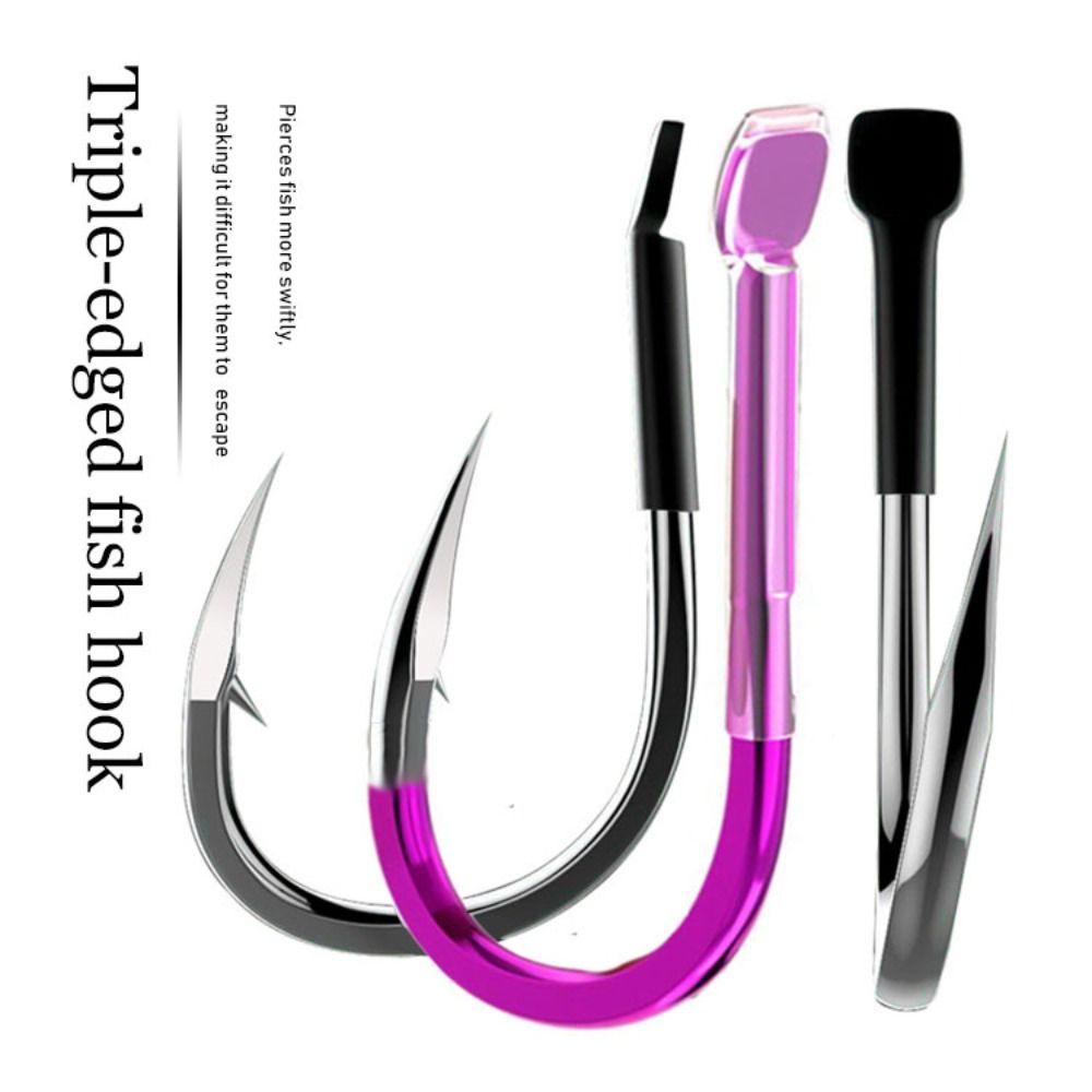 MMLUCK Set 8 Lưỡi Câu Cá Đầu Dẹt Hình Răng Quả Đào Màu Hồng Chất Lượng Cao