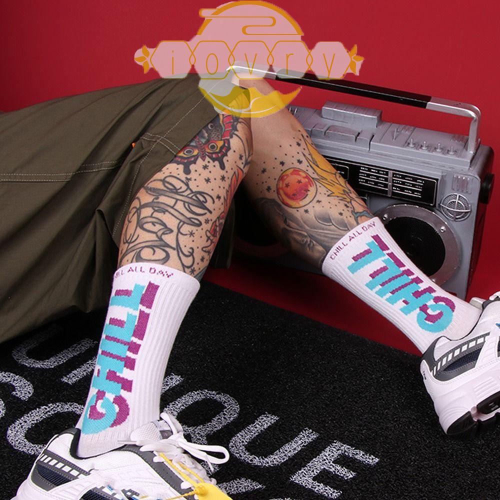 IVORY Đôi Tất Chân Cotton Hoạ Tiết Chữ Phong Cách Hiphop Cho Nữ