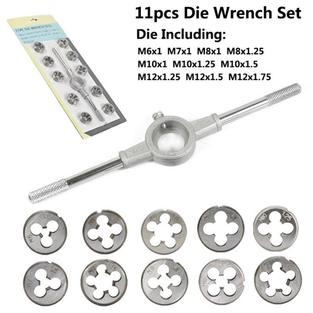 BORAG Bộ 11 Dụng Cụ Sửa Chữa Ren M6-M12 Tiêu Chuẩn Bằng Thép Bạc Cho Gara DIY
