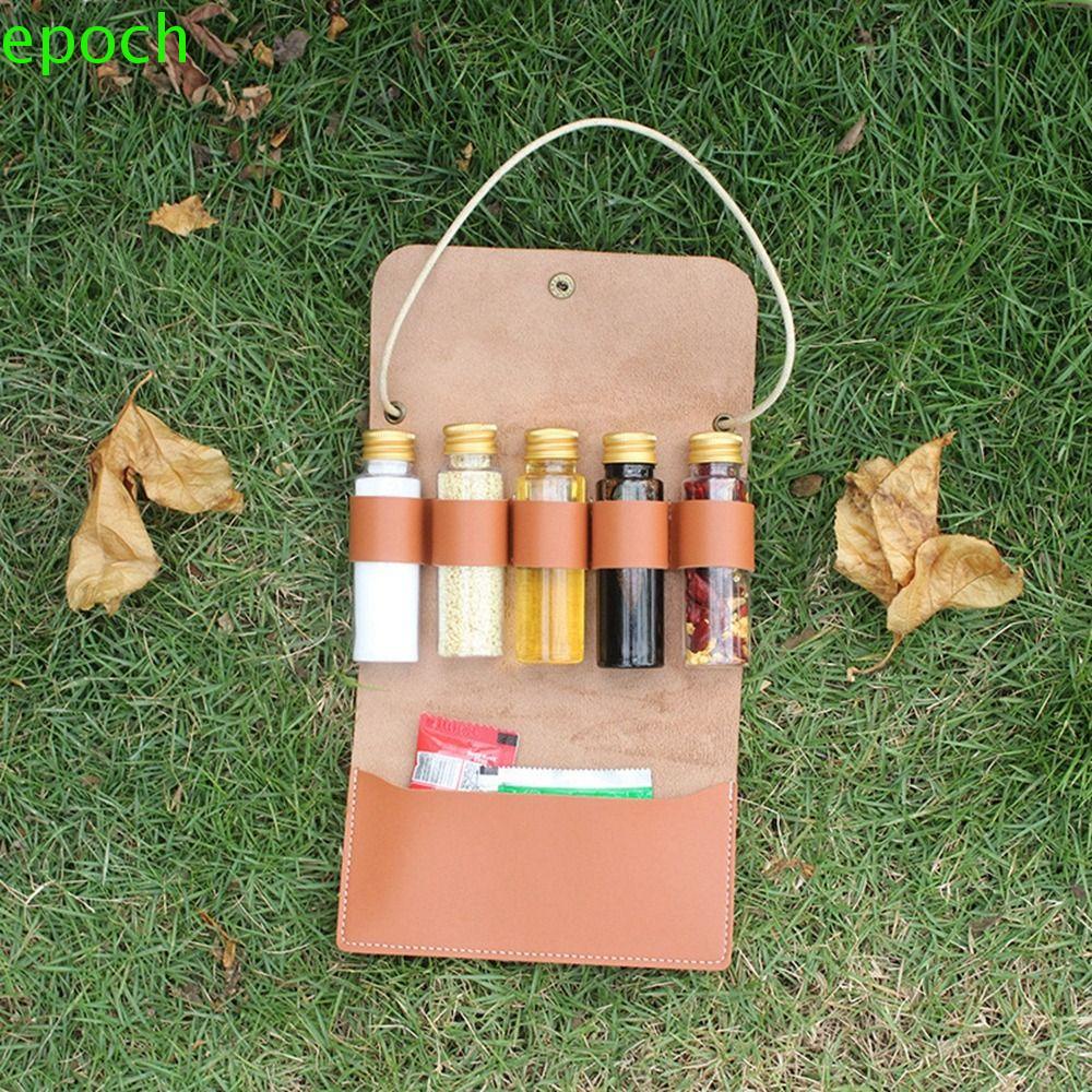 EPOCH Bộ 5 Hũ Đựng Gia Vị Bằng Da Chống Nước Có Thể Gấp Gọn Cho Nhà Bếp