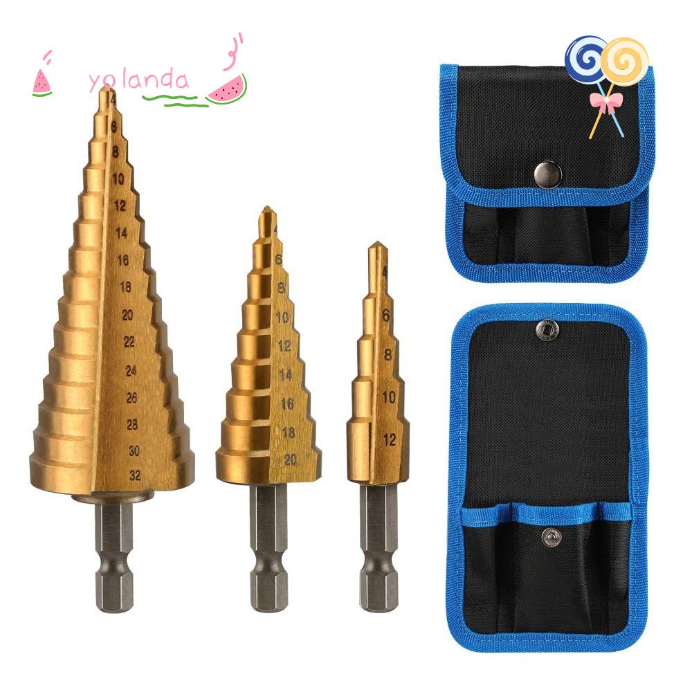 YOLA Set 3 Mũi Khoan Lỗ 4-32mm Bằng Thép Titan Mạ Vàng Tốc Độ Cao Cho Vật Liệu Gỗ Và Kim Loại