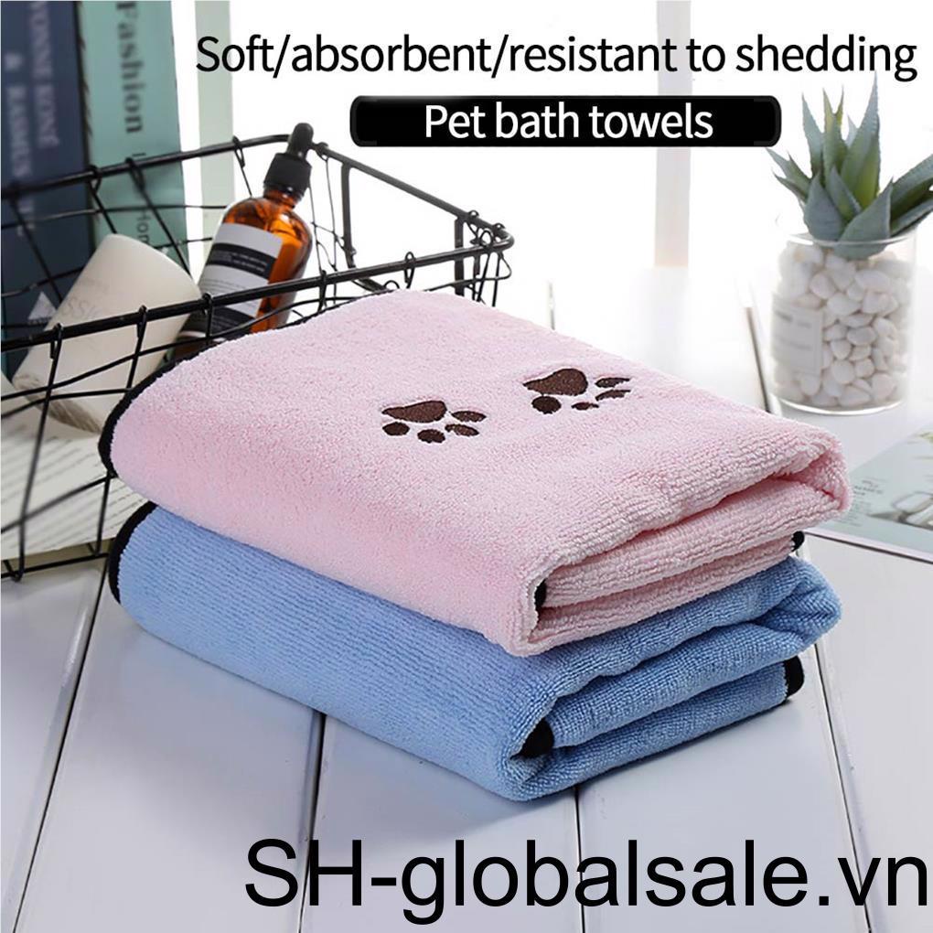 Bộ 2 Khăn Tắm Cho Thú Cưng Chất Liệu Microfiber Mềm Mại Thấm Hút Tốt