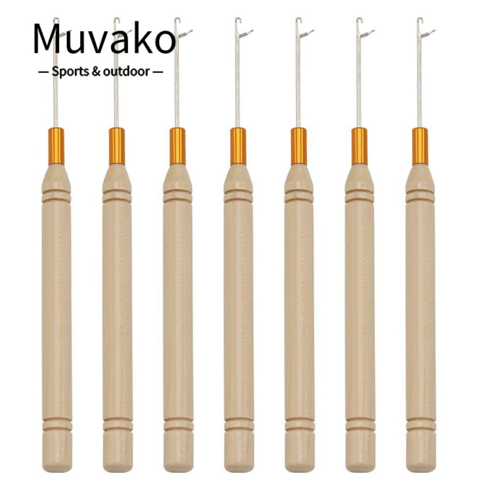 MUVAKO Bộ 12 Móc Kéo Làm Đồ Thủ Công Bằng Hợp Kim Tay Cầm Bằng Gỗ Lông Vũ Nối Dài Hạt Cườm