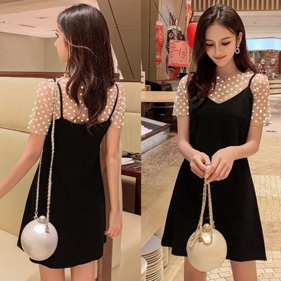 Đầm Ren Chấm Bi Ngắn Tay Thời Trang Nữ C11083