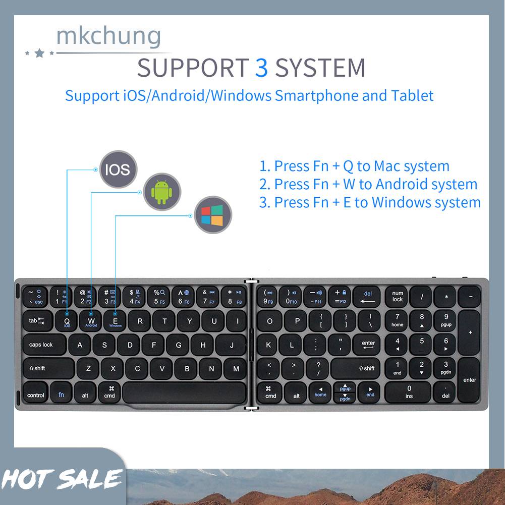 Bàn Phím Bluetooth Không Dây Gấp Gọn Được Có Đế Số Cho Điện Thoại / Máy Tính Bảng