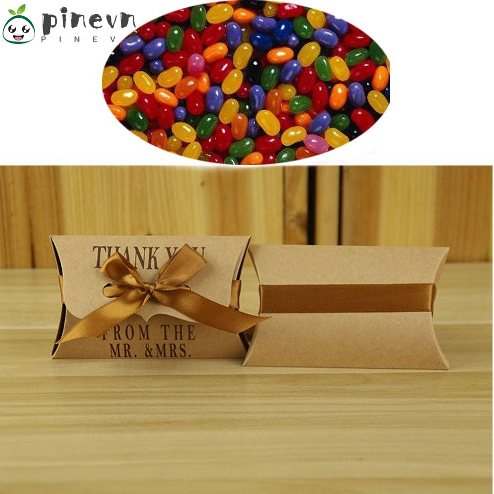 PINEVN 50 Hộp Đựng Kẹo Hình Gối Cổ Điển Lãng Mạn
