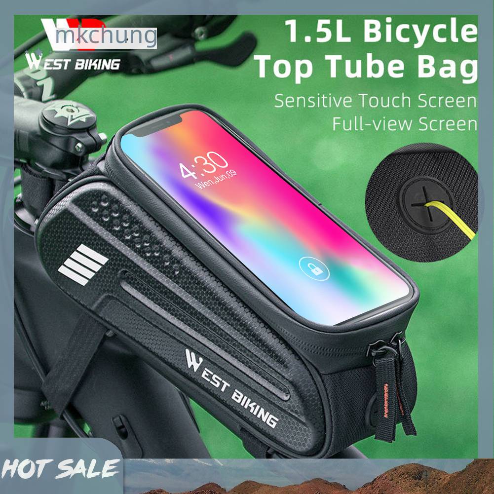 Túi Đựng Đồ Gắn Khung Xe Đạp Chống Nước Có Lỗ Tai Nghe 1.5L