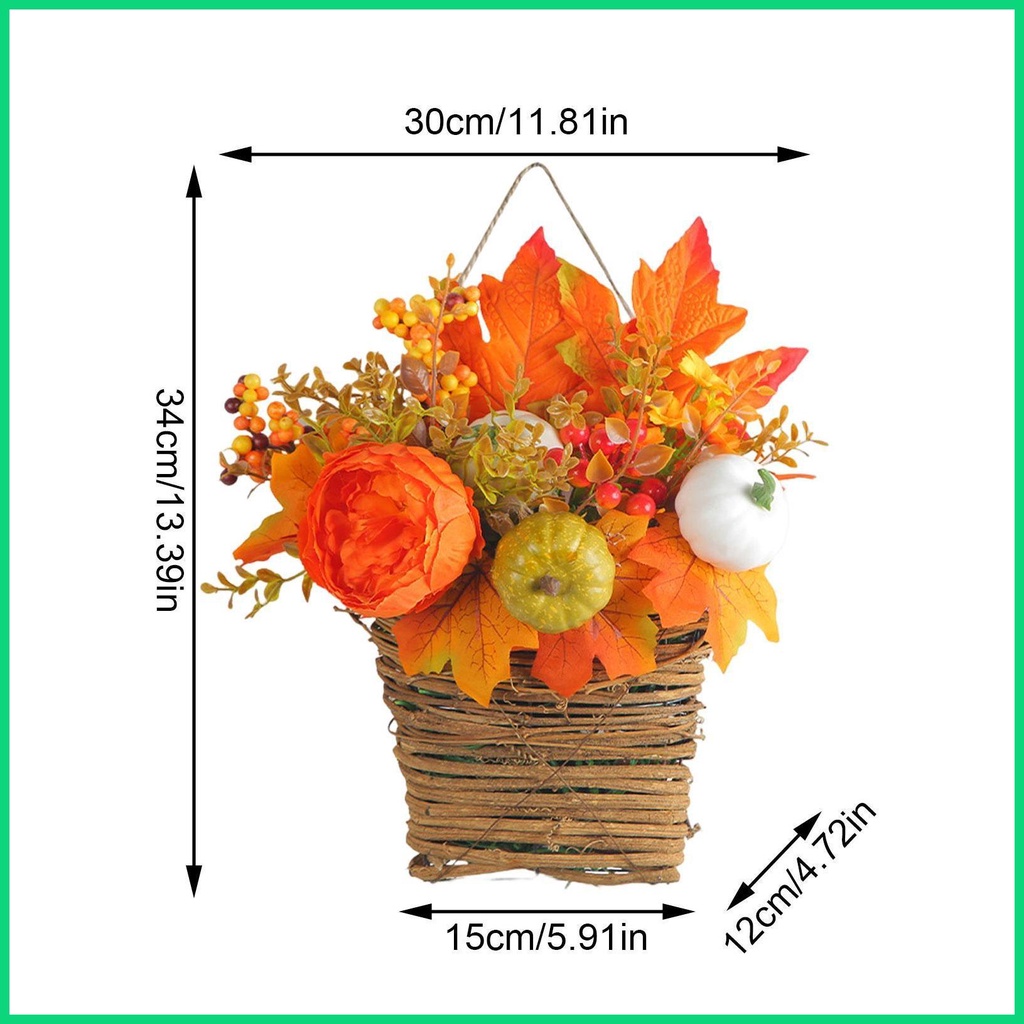 Giỏ Hoa Bí Ngô Nhân Tạo 30cm / 11.81inch Treo Tường Trang Trí