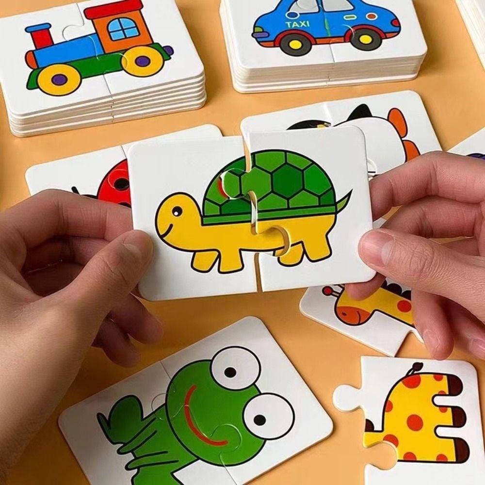 MMLUCK Bộ 32 Thẻ Giấy Xếp Hình Trái Cây / Động Vật / Phương Tiện Giao Thông Giáo Dục Nhận Thức Sớm Cho Bé