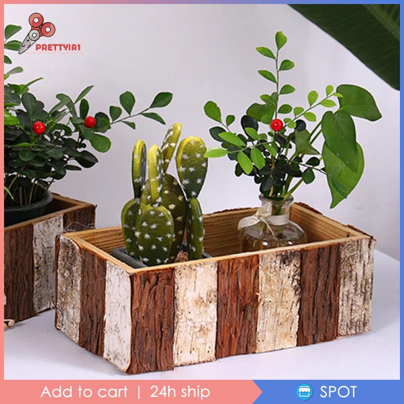 Chậu Gỗ Trồng Cây Hình Chữ Nhật Phong Cách Vintage