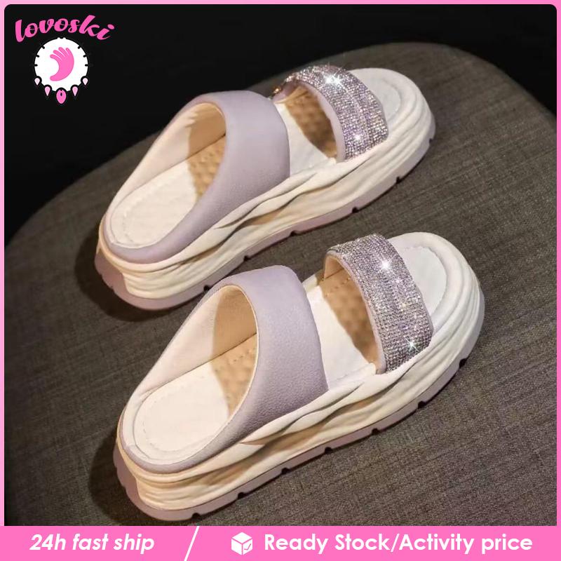 Dép Sandal Hở Ngón Đế Bằng Chống Trượt Thời Trang Đi Biển Cho Nữ