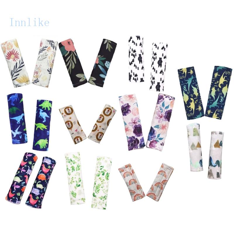 Set 2 Đệm Bọc Dây Đai An Toàn Họa Tiết Hoạt Hình Trang Trí Xe Đẩy Em Bé Se