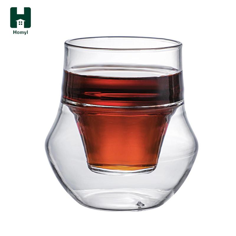 Cốc uống cà phê Homyl bằng thủy tinh hai lớp trong suốt thiết thực cho quán bar