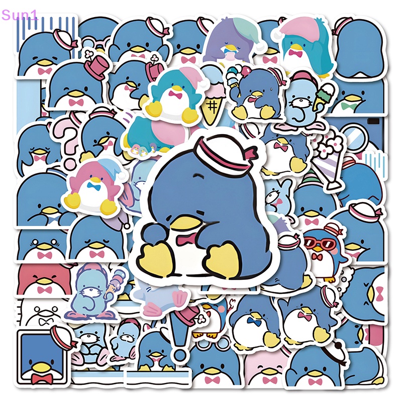 Set 64 Miếng Dán Họa Tiết Chim Cánh Cụt Hoạt Hình Chống Nước Trang Trí Laptop / Điện Thoại / Vali / Xe Đạp