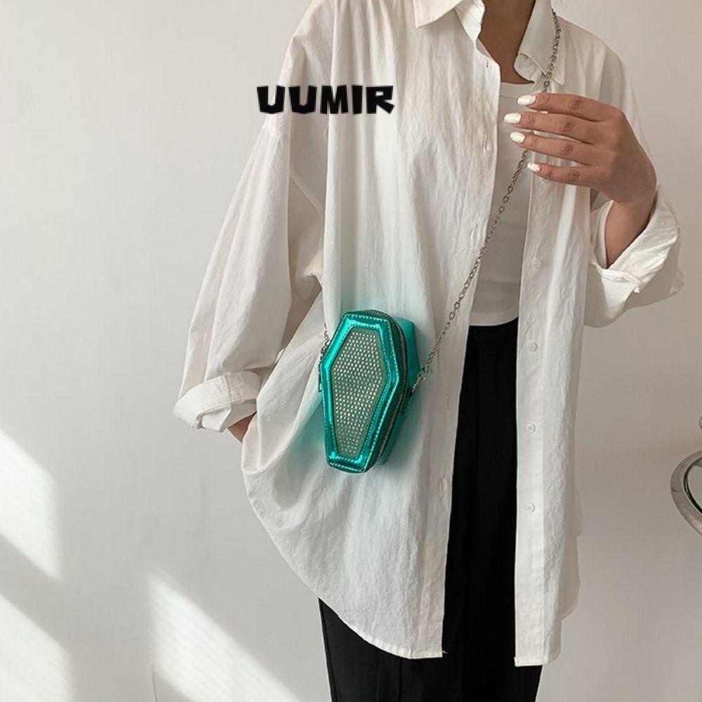 UUMIR Túi Đeo Chéo Da Pu Hình Quan Tài Đính Đá Phong Cách Gothic Thời Trang Cho Nữ