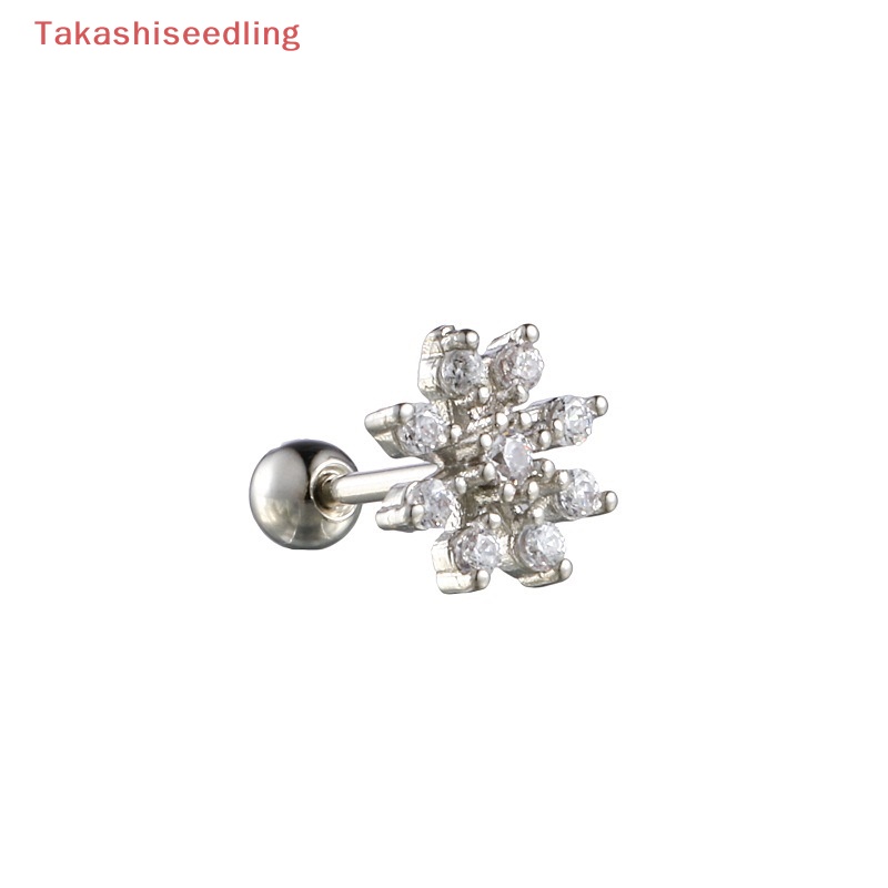 1 Khuyên Tai Xoắn Ốc Đính Đá Zircon Hình Hoa Thời Trang Dự Tiệc Cho Bạn Gái