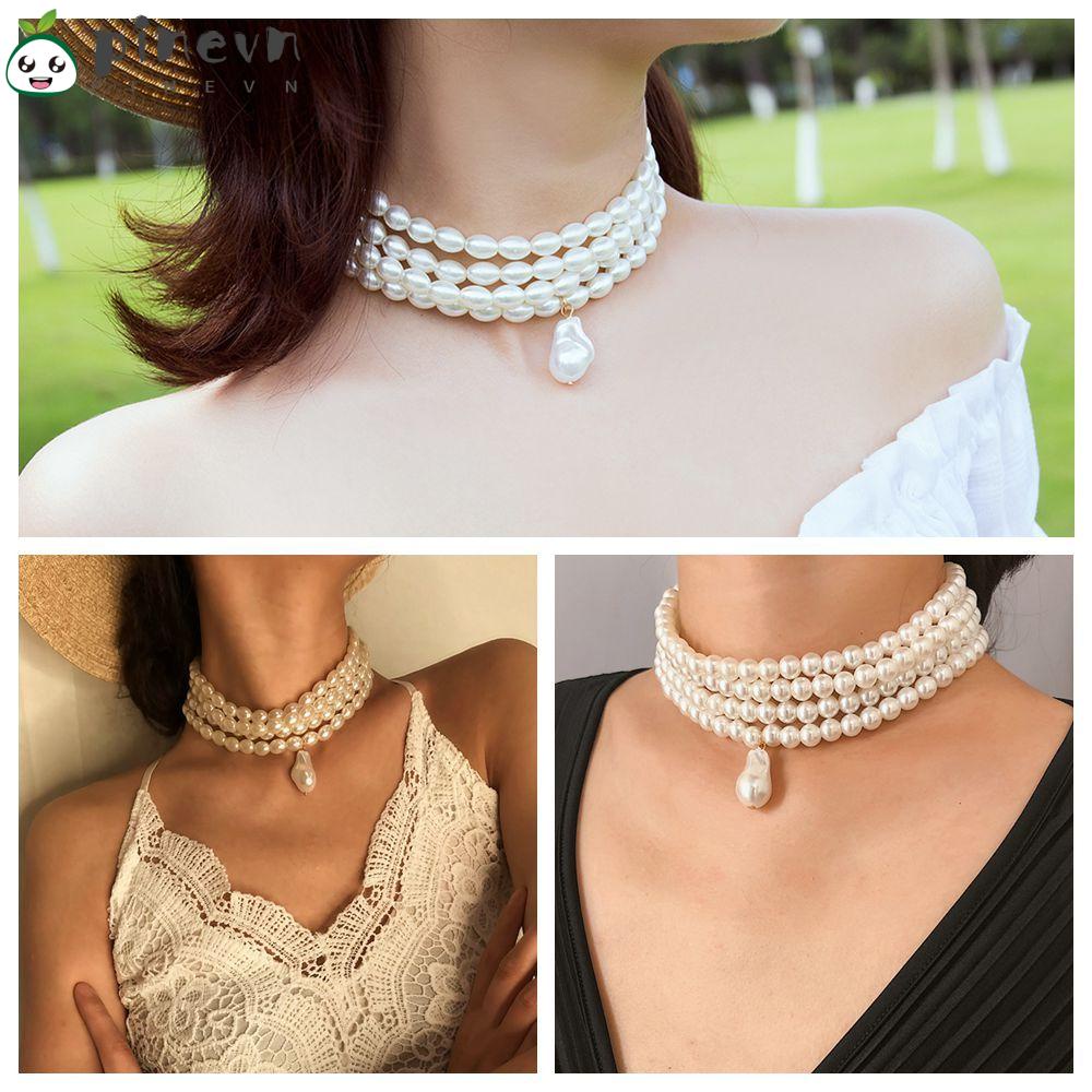 PINEVN Vòng cổ PhốI HạT NgọC Trai Giả ThờI Trang Cho Nữ