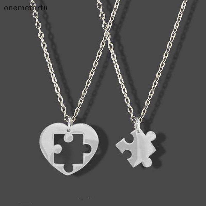 Set 2 Vòng cổ Ghép Hình Trái Tim Phong Cách Hip Hop Cho Cặp Đôi