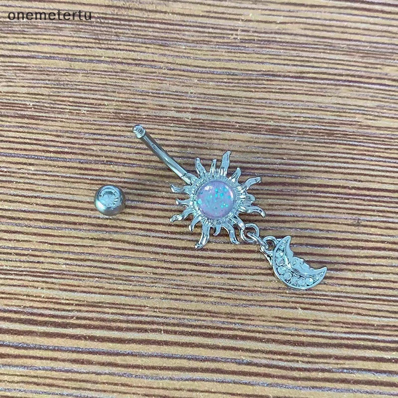 Khuyên Rốn Bằng Thép Không Gỉ Hình Mặt Trăng / Mặt Trời Đính Đá Zircon Thời Trang Gợi Cảm Cho Nữ