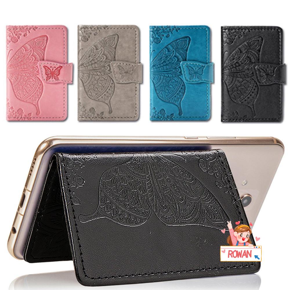 ROWANS Ví Đựng Thẻ 4 Ngăn Bằng Da Gắn Trên Điện Thoại