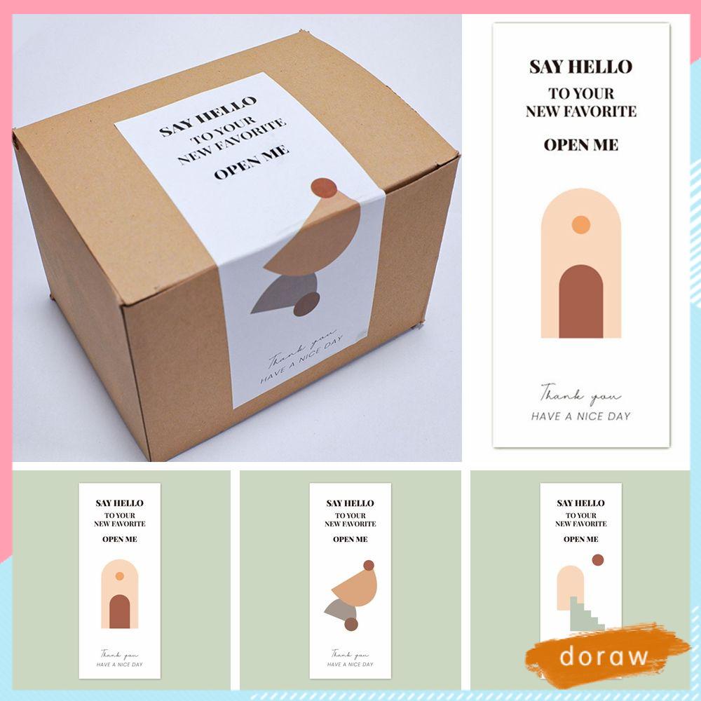 DORAW Set 50 Sticker Chữ Nhật In Chữ Thank You