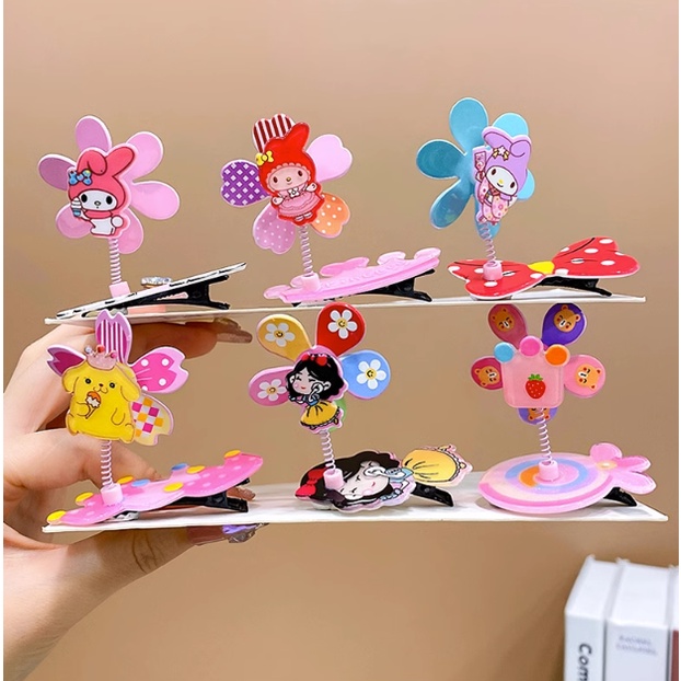 Kẹp tóc chong chóng hình cối xay gió Bạch Tuyết, ngựa Pony, Công Chúa dễ thương dành cho bé