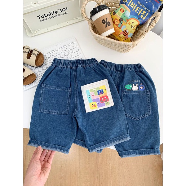 Quần Short Denim Dáng Rộng In Họa Tiết Hoạt Hình Thời Trang Mùa Hè Cho Bé Trai