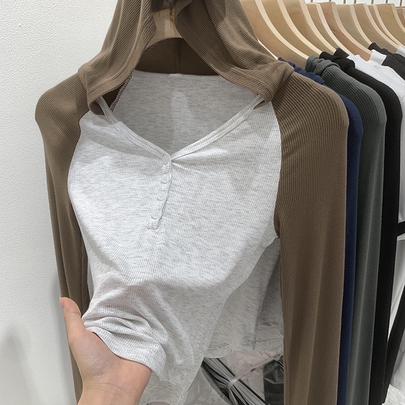 Áo Hoodies Có Nón Dài Tay Thời Trang Hàn Quốc Màu Sắc Tương Phản