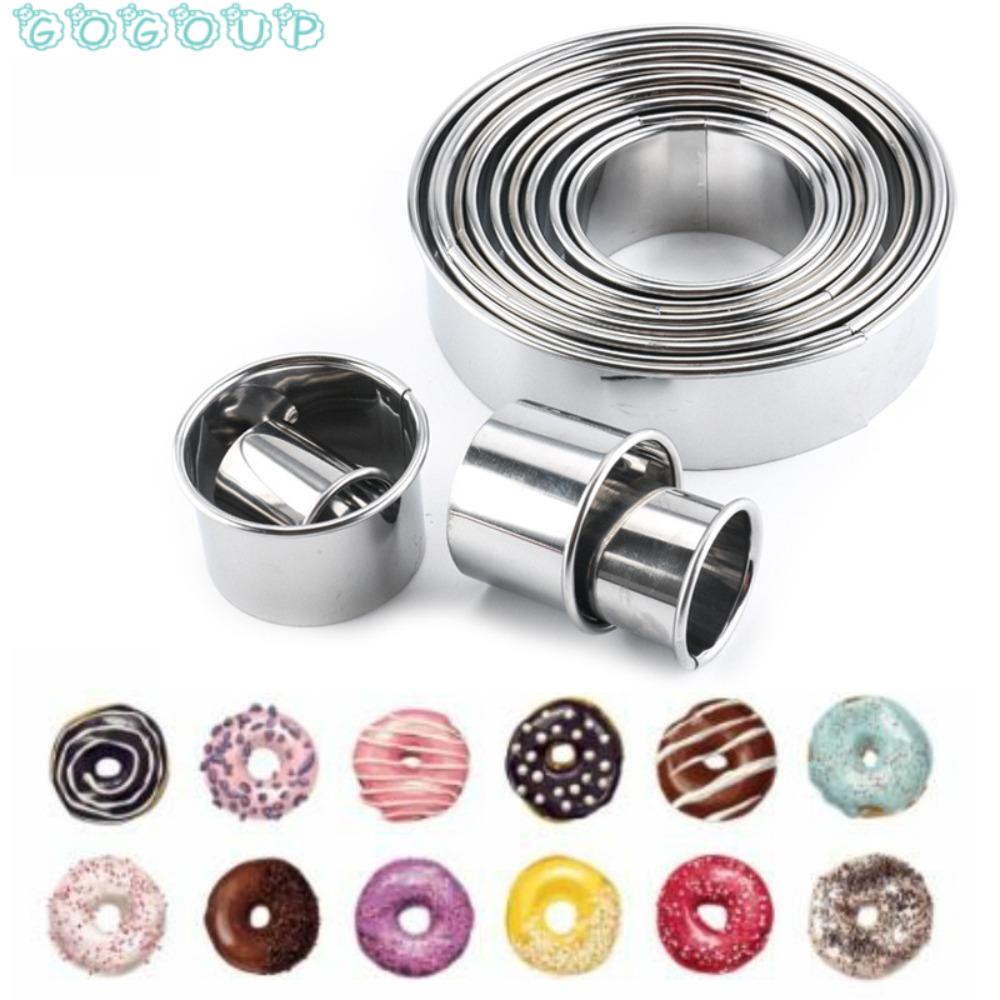 GOGOUP Set 12 Khuôn Cắt Bánh Hình Tròn Bằng Thép Không Gỉ