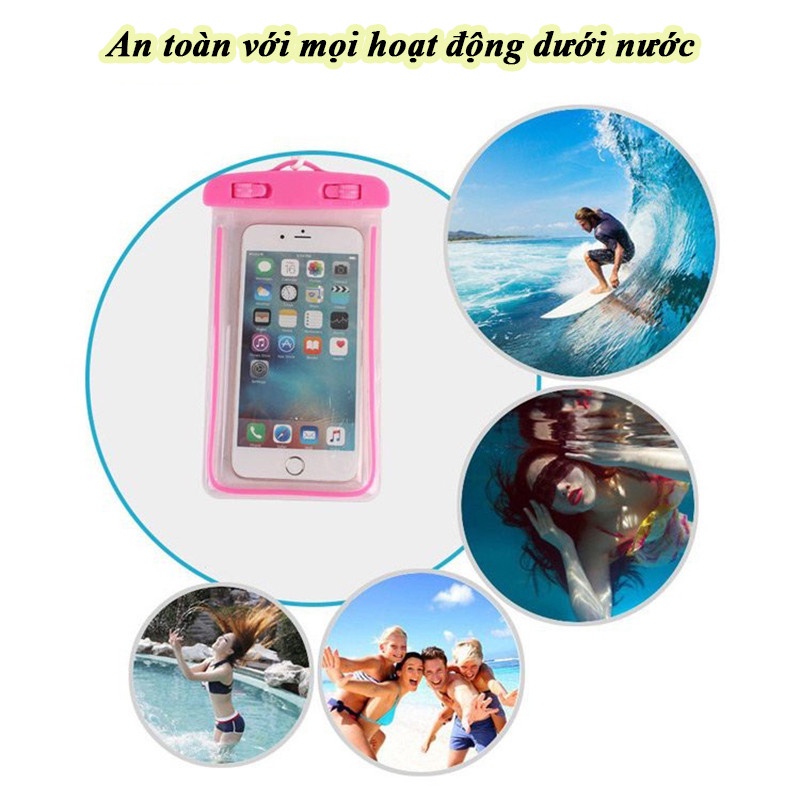 Túi chống nước điện thoại xịn viền phao hoạt hình nổi trên mặt nước đi bơi,biển, mưa có kèm dây đeo