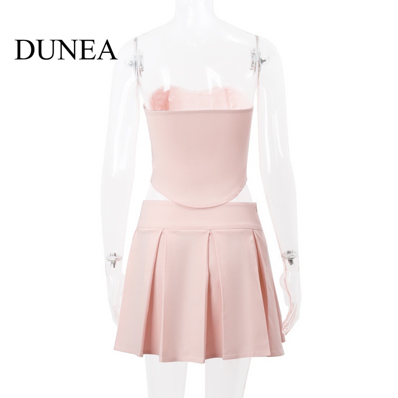 DUNEA Bộ Áo Ống Phối Ren + Chân Váy Chữ A Thời Trang Quyến Rũ Cho Nữ