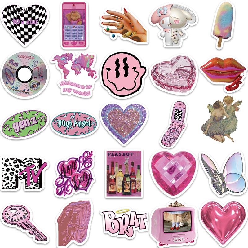 Bộ 58 Miếng Dán Y2k Chống Nước Họa Tiết Graffiti Dễ Thương Vui Nhộn Trang Trí Ván Trượt / Laptop / Xe Hơi