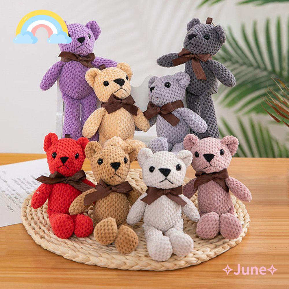 JUNE Móc Khóa Gấu Bông Đan Len Dễ Thương