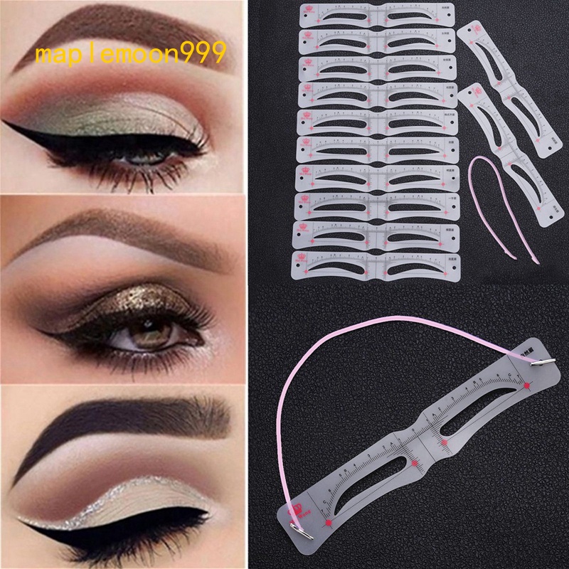 Set 12 Thẻ Khuôn Hỗ Trợ Vẽ Lông Mày Tái Sử Dụng Linh Hoạt