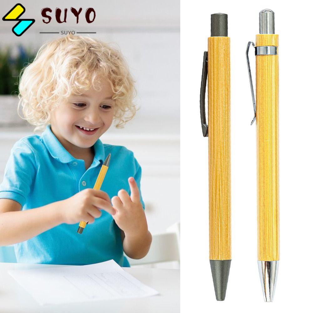 SUYO Set 10 Bút Bi Mực Đen Bằng Tre