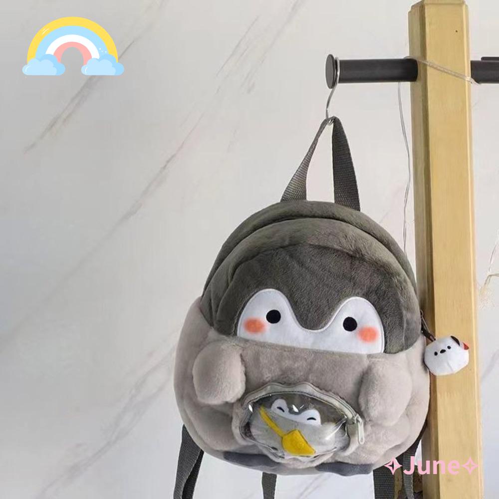 JUNE Balo Đi Học Hình Chim Cánh Cụt Nhồi Bông Đáng Yêu Cho Bé