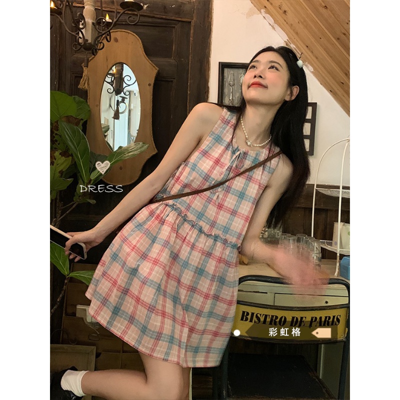 Đầm Ngắn Không Tay Màu Cầu Vồng Thời Trang Mùa Hè Hàng Mới 2023 Dành Cho Bé Gái